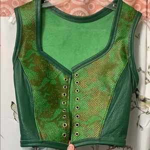 Green Leather Vest Cosplay Elf Dragon Skin OOAK